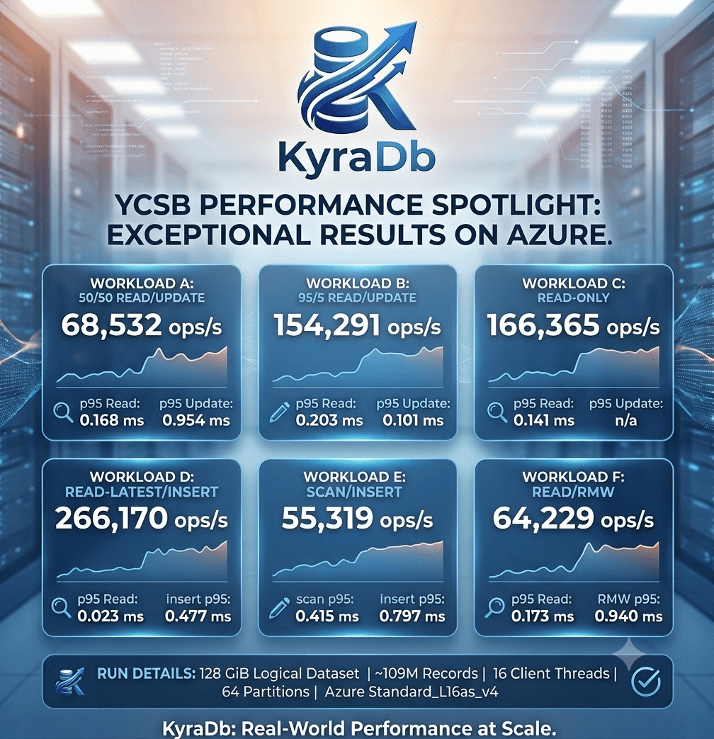 KyraDB YCSB performance spotlight on Azure
